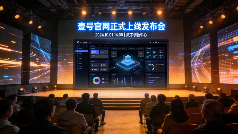 壹号官网正式上线发布会现场，展示全新平台界面