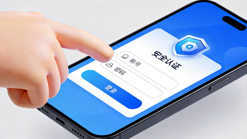 一只手点击屏幕上带有盾牌和安全认证标识的娱乐平台安全登录界面